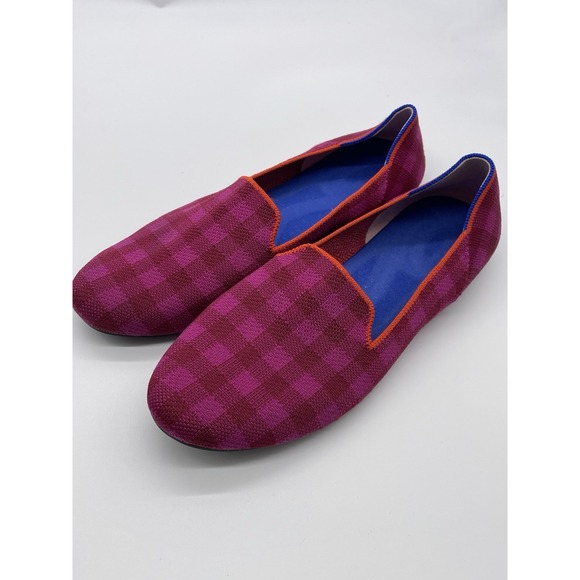 Rothy's The Cherry Gingham Slip On Ballet Flat Comfortable Purple Size W 12.5 - Picture 1 of 8